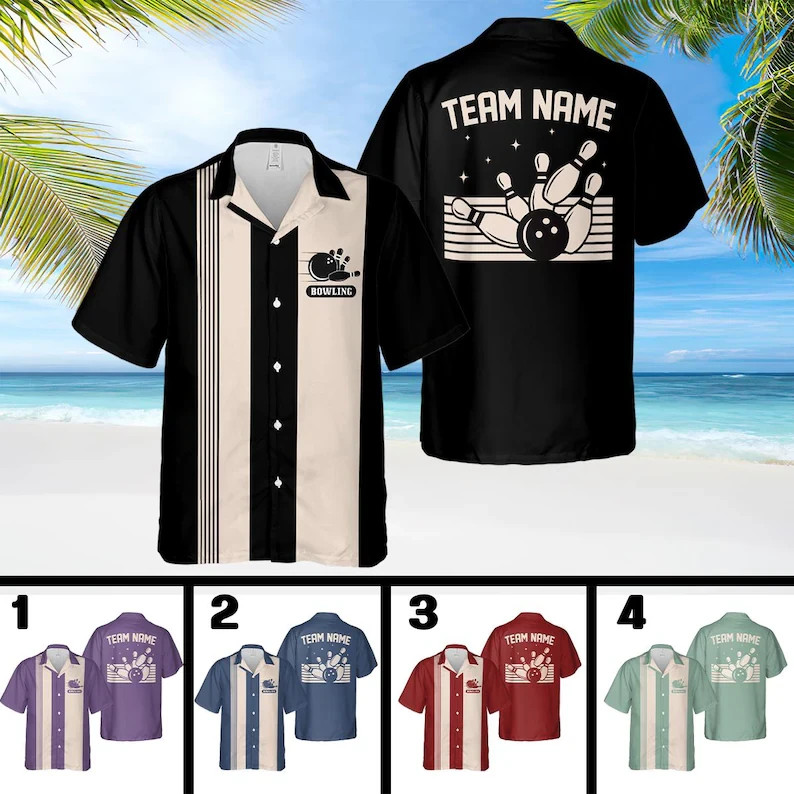 Personalized Retro Bowling Hawaiian Aloha Shirt Vintage Custom Summer Gift