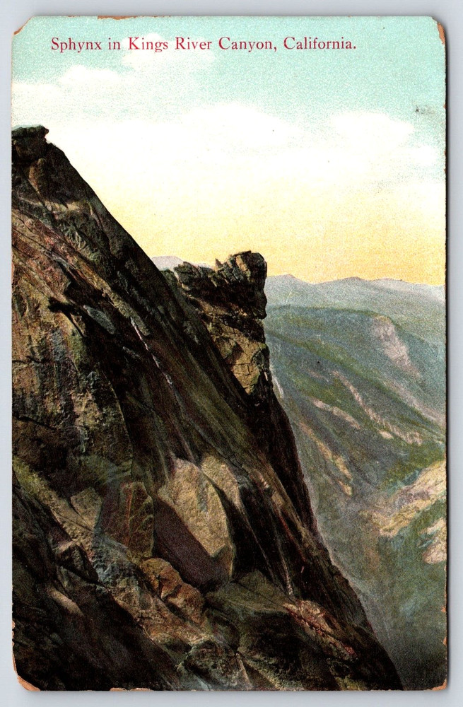 Kings River Canyon California CA Sphynx Mountain Aerial Antique Vintage Postcard