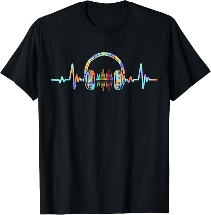 Heartbeat Headphone Tie Dye Sound Lover Engineer Producer DJ T-Shirt