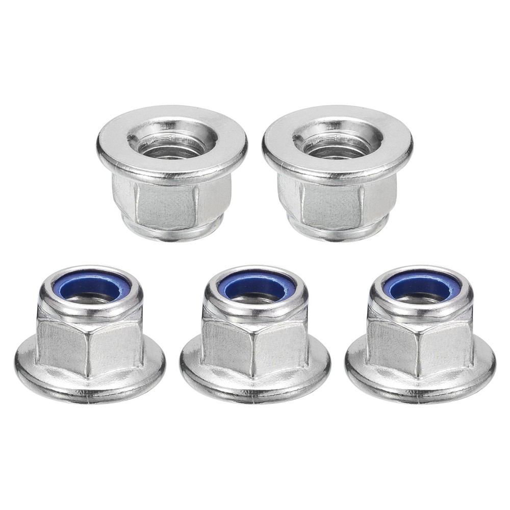 M6x1mm Flange Nylon Insert Lock Nuts, 100Pcs 304 Stainless Steel, Silver