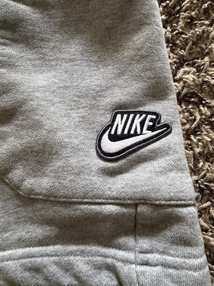 VTG Nike Mens Cargo Shorts Size S Gray Swoosh Y2K Hip Hop Baggy French Terry