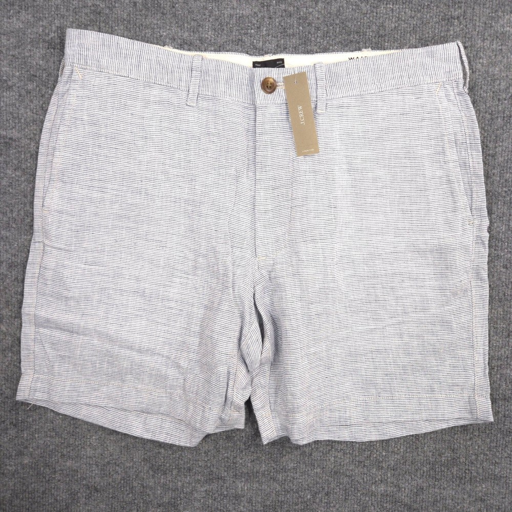 J Crew Linen Shorts Mens 32 Blue White Striped Chino 7