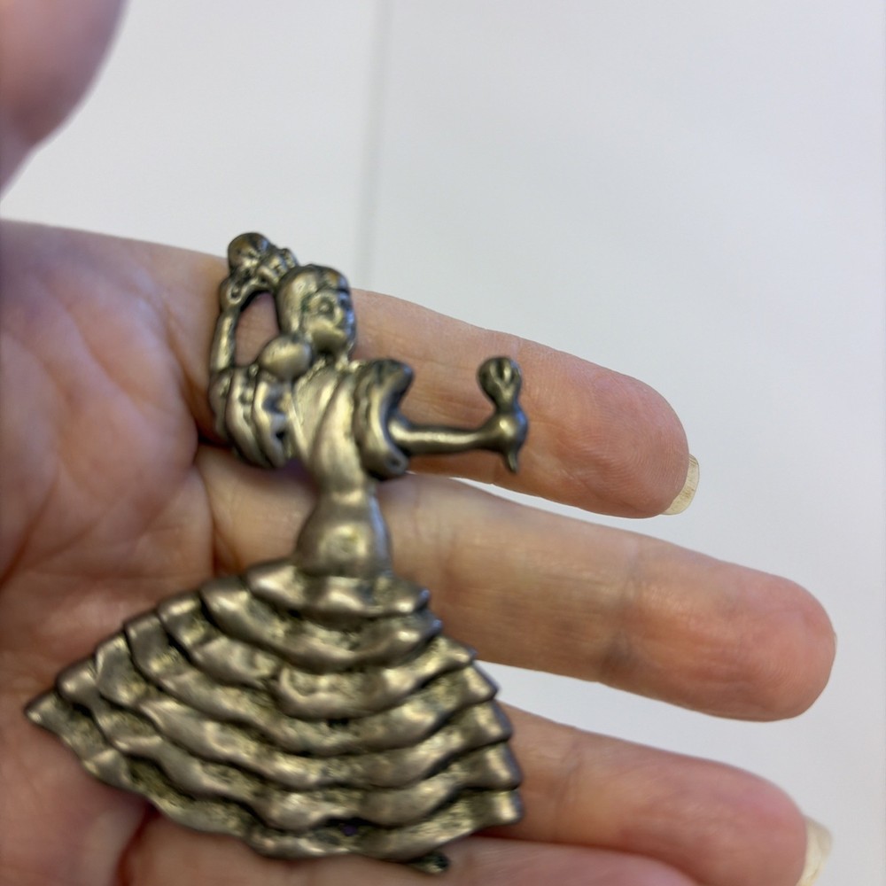 MEXICO TAXCO ANTIQue Dancing Lady Sterling Silver BROOCH/PIN