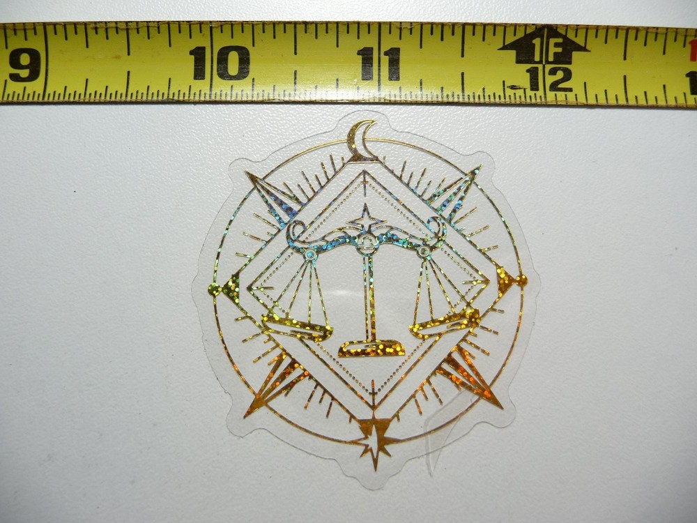 Holographic Zodiac Libra Circle Sticker Decal Horoscope Sign Birth Month  