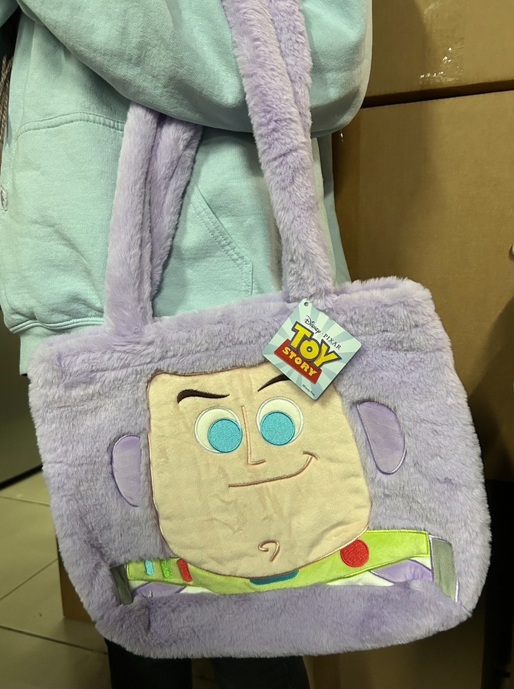 Disney Pixar Toy Story Buzz Lightyear Furry Tote Bag Medium 13*10*3 New With Tag