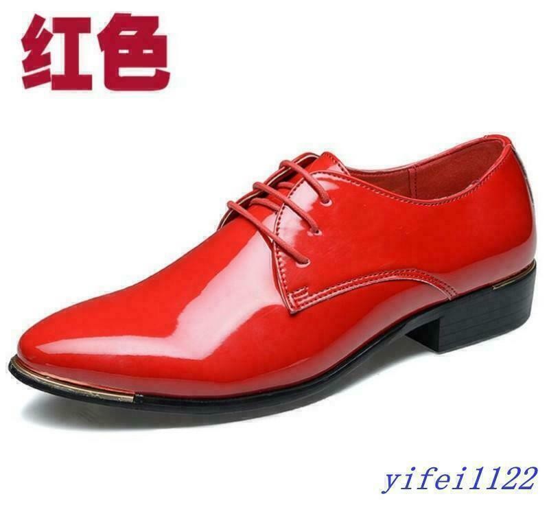 Mens Shiny Formal Lace Up Pointy Toe Wedding Dress Shoes Patent Leather Clubwear