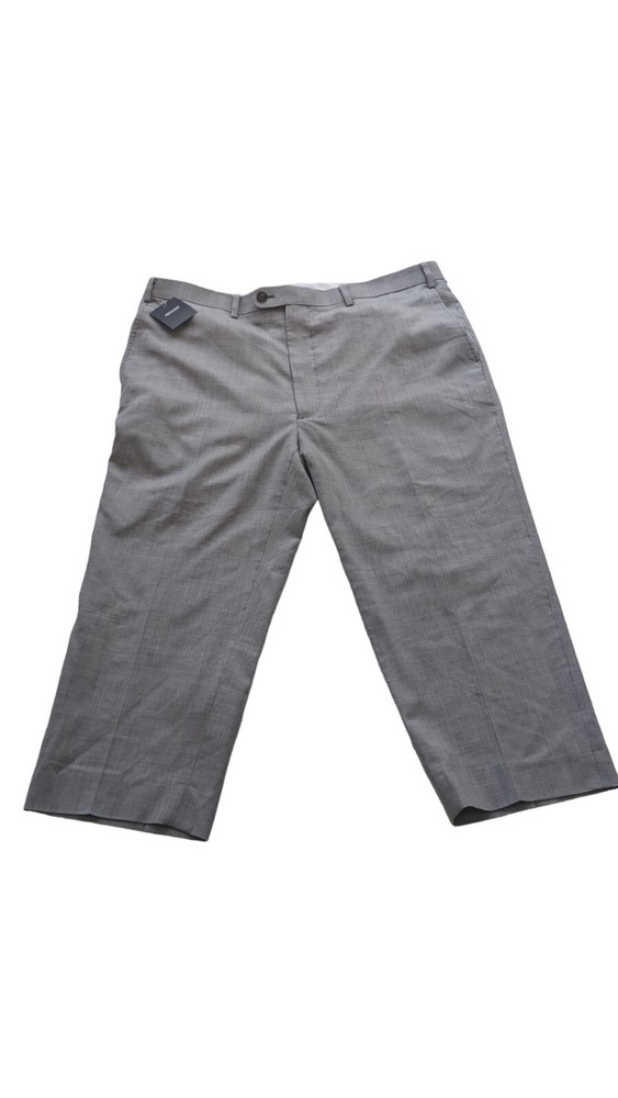 Indochino Mens Gray Flat Front Wool Dress Pants Houndstooth Sz 36 X 31