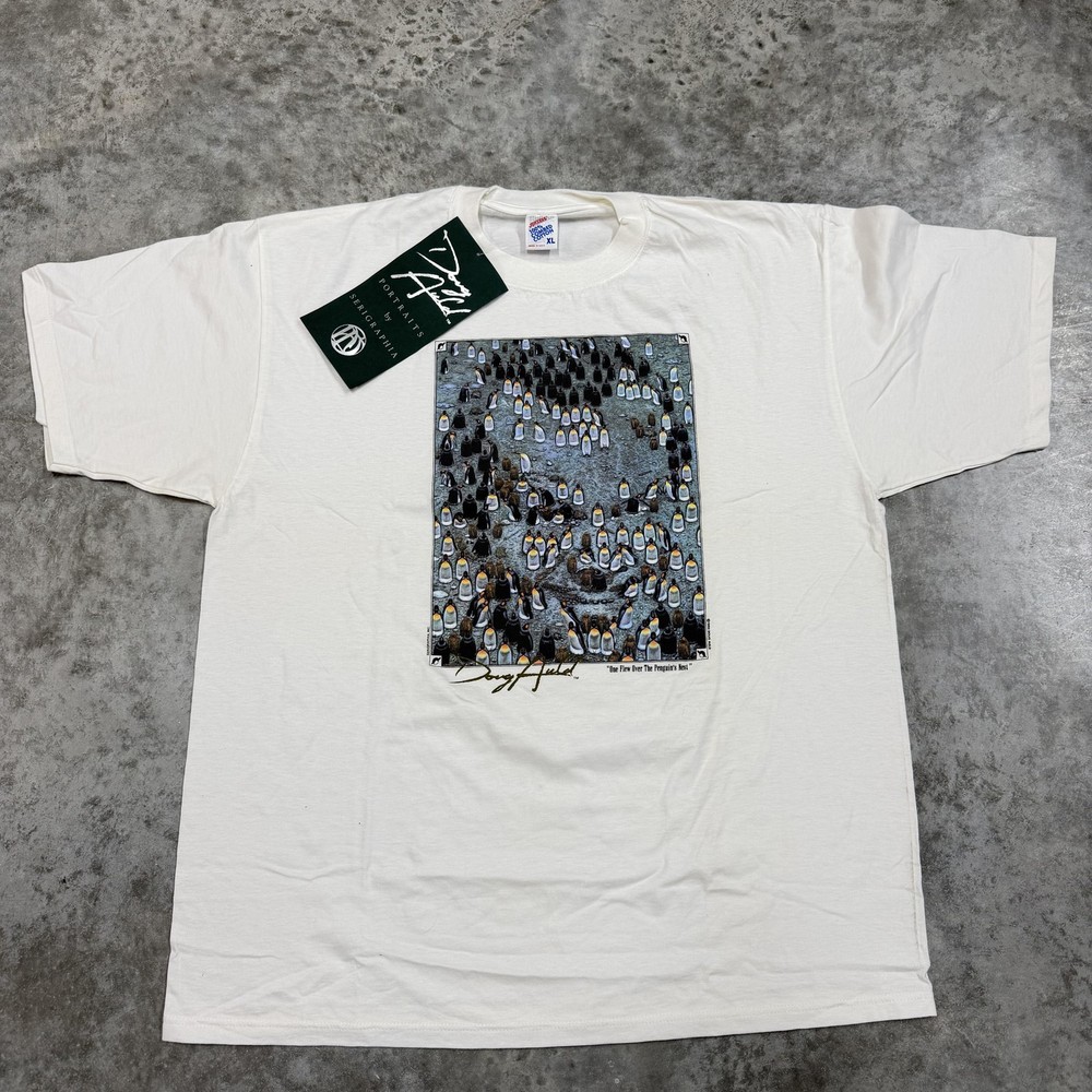 Vintage Doug Auld Shirt Mens XL White Penguins Jack nicholson Art tee 90s USA