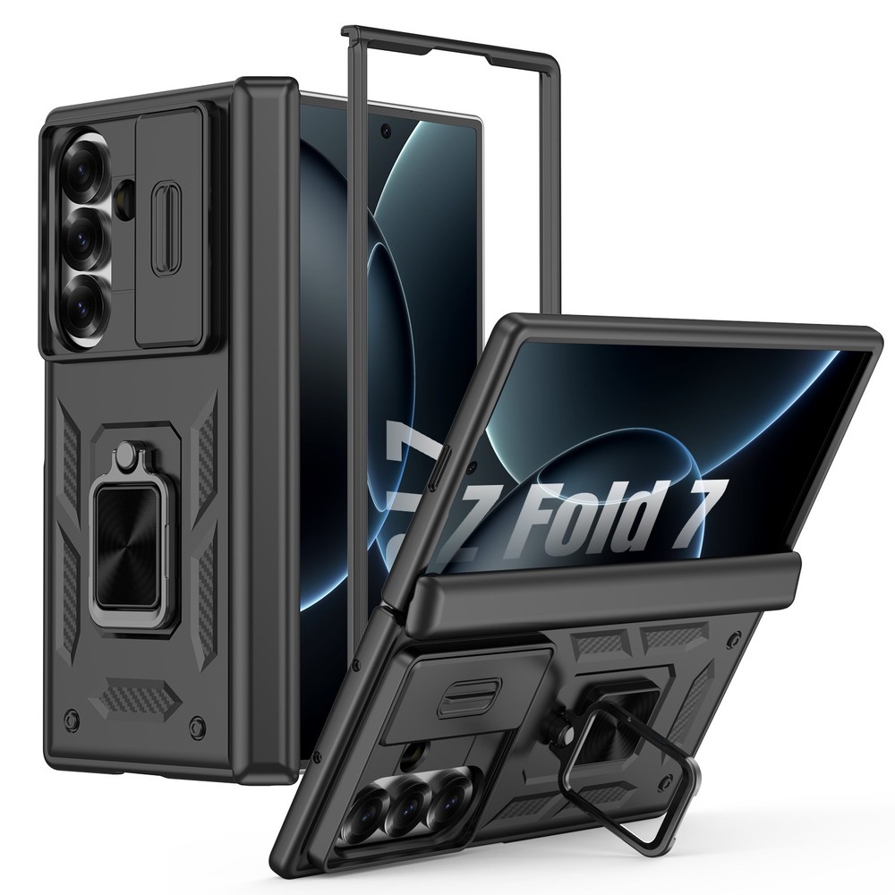 For Samsung Z Fold 7 Sharp Armor Case-Heavy Duty Sliding Window Protective Cover