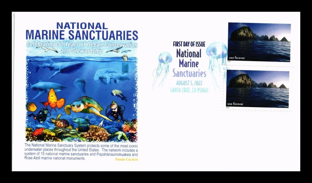 Dr Jim Stamps Us Cover National Marine Sancturaries Imperforate Fdc Combo