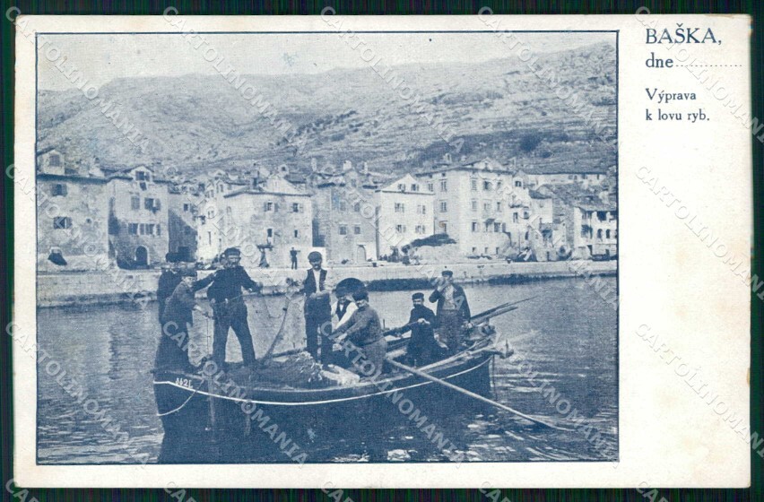Croatia Croatia Bescanuova Baska Fishermen in Boat postcard RT6796