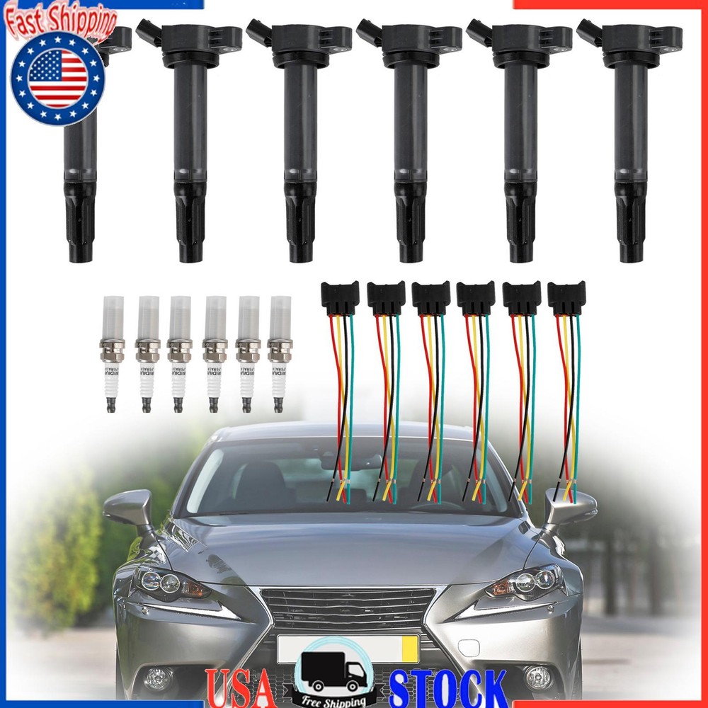 Ignition Coils+Connectors+Spark Plug UF487 90919-02251 For Toyota Sienna 3.5L US