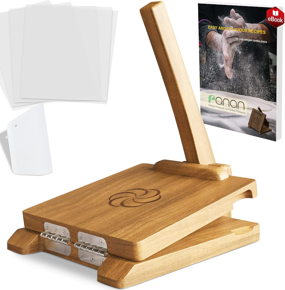 Wooden Tortilla Press Mexican Tortillera Presser Made from Natural Food-Grade Ac-image