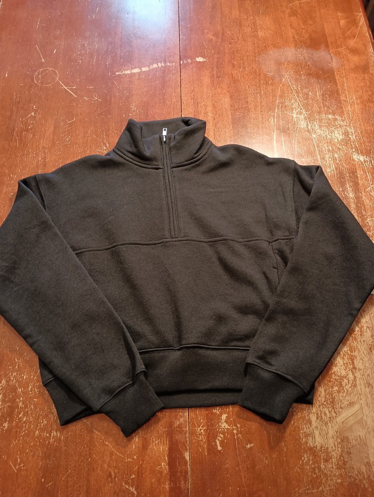 No Boundaries NOBO Women's Cropped Black Fleece Half Zip Pullover Size XXS 00