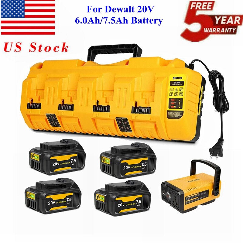 DCB104 Multiport fast Charger For Dewalt 20V LithiumXR DCB200 Battery/Inverter