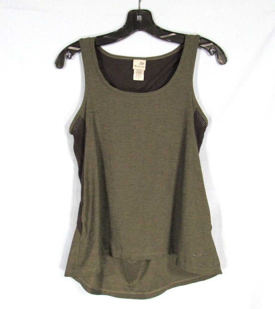 C9 Champion OLIVE GREEN Stretch Knit OPEN BACK Athletic Running Yoga TANK TOP XS