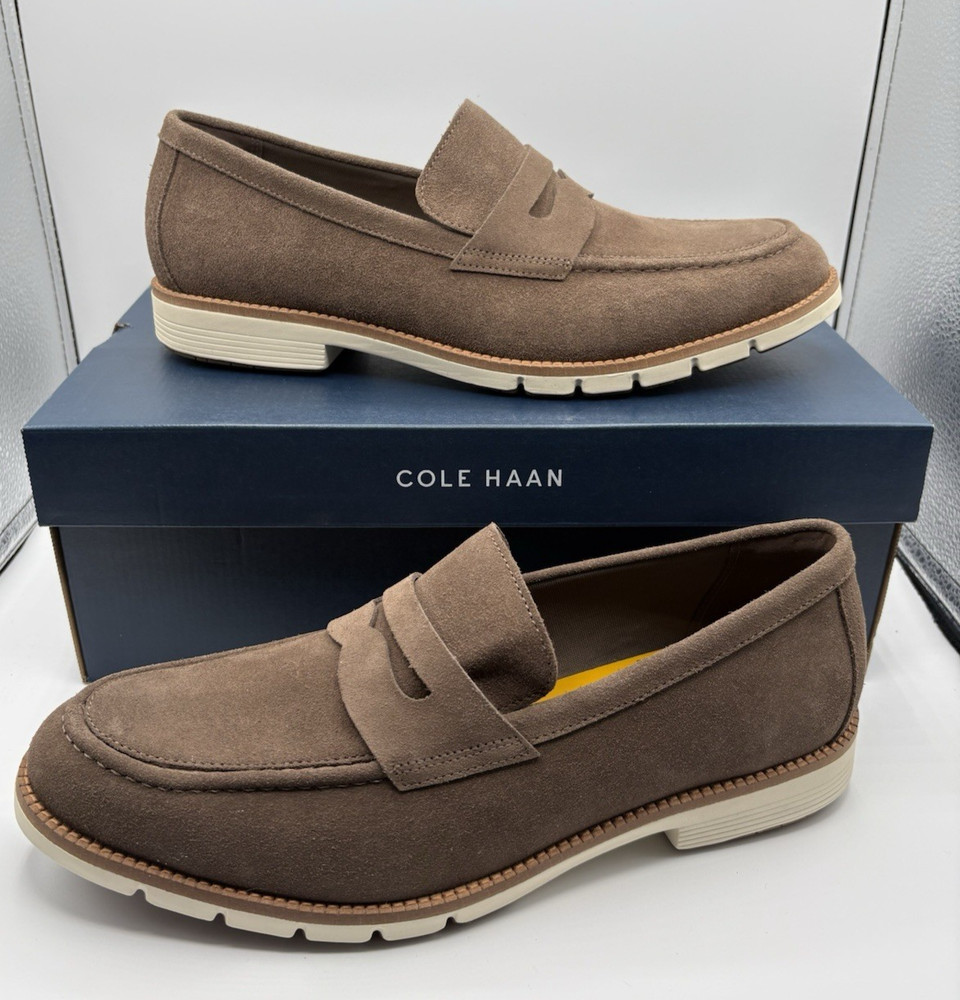 Cole Haan Suede Penny Loafers  Truffle Brown Leather Dress C41635 Mens Size 11