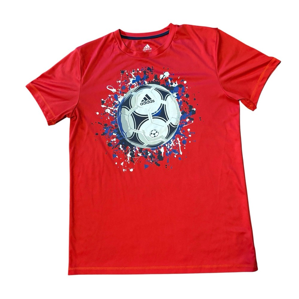 Adidas Soccer Boys Athletic Short Sleeve  T-Shirt Red XL 18-20 Youth  Polyester