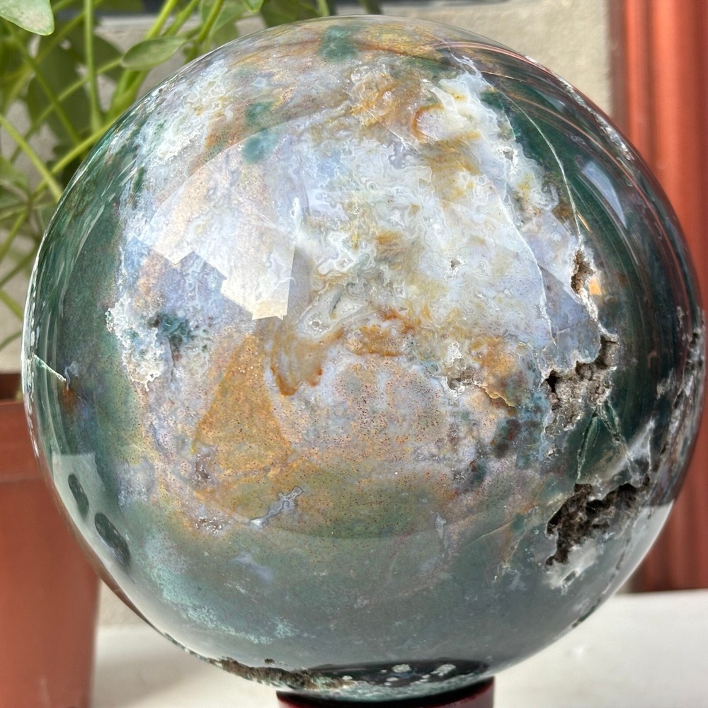 5340g Natural Moss Agate Ball Quartz Crystal Sphere Reiki Meditation Decoration