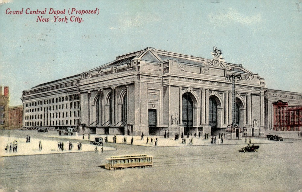 1913 Grand Central Depot Terminal New York City NY Proposed Beaux-Arts Postcard