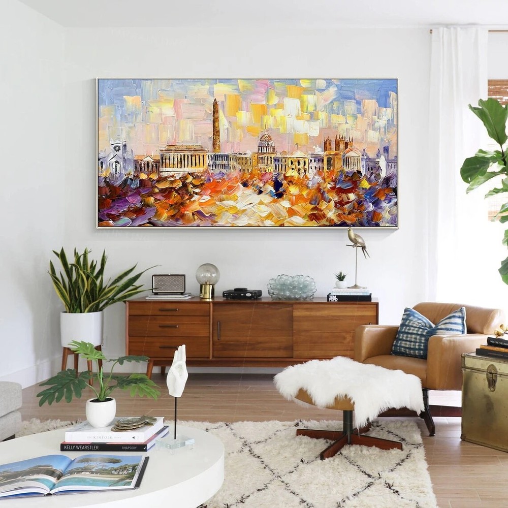 Hand Painted Oil Painting Red And Black Canvas Painting Large Wall Art Platte