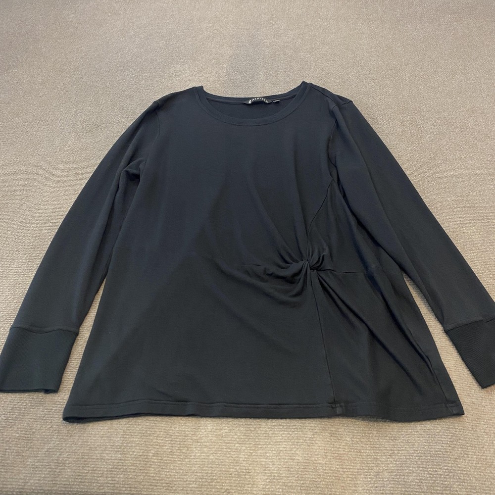Athleta Shirt Womens XL Black Twist Front Long Sleeve Modal Blend Athleisure Top
