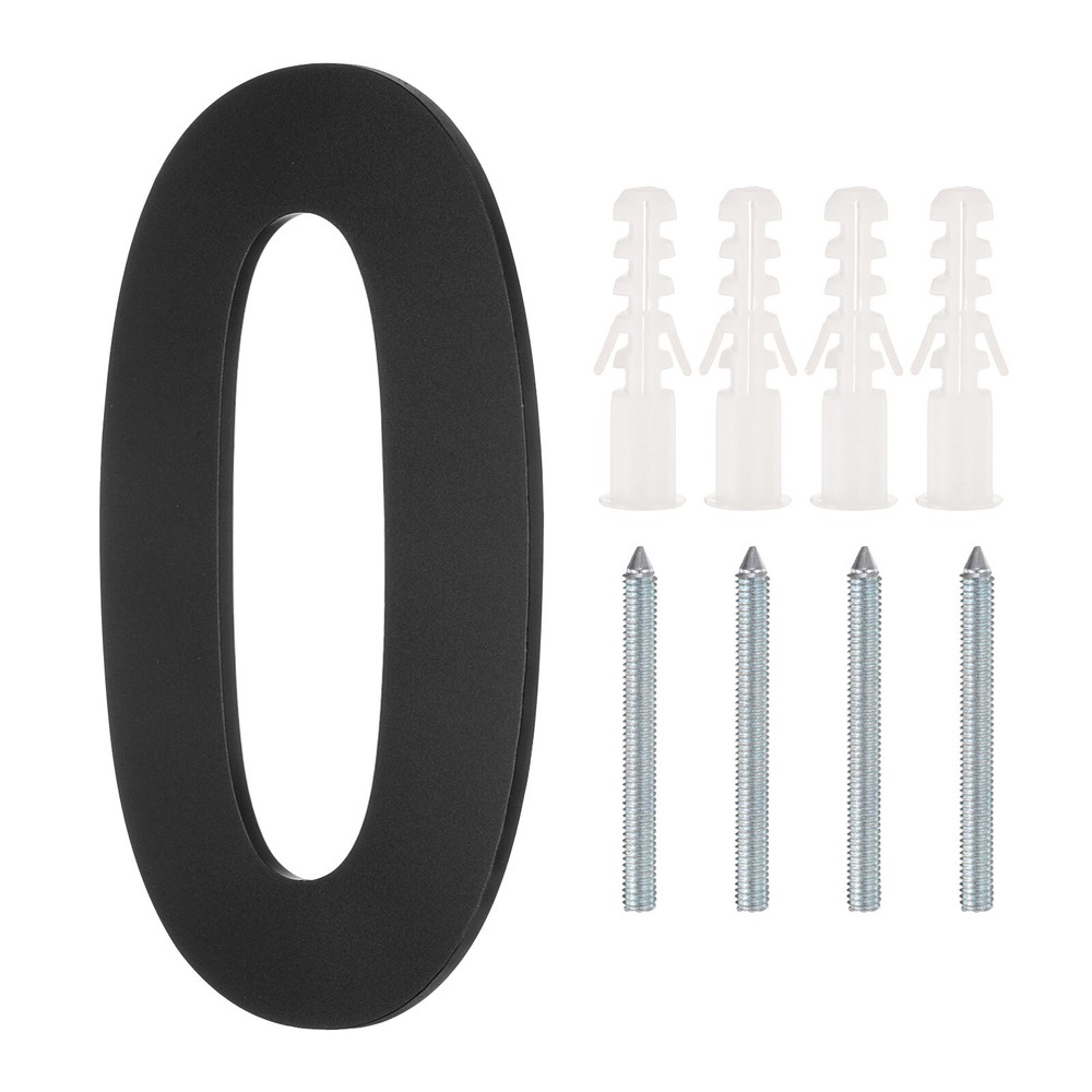 12 Inch Floating House Number, Stainless Steel (Number 0, Matte Black)