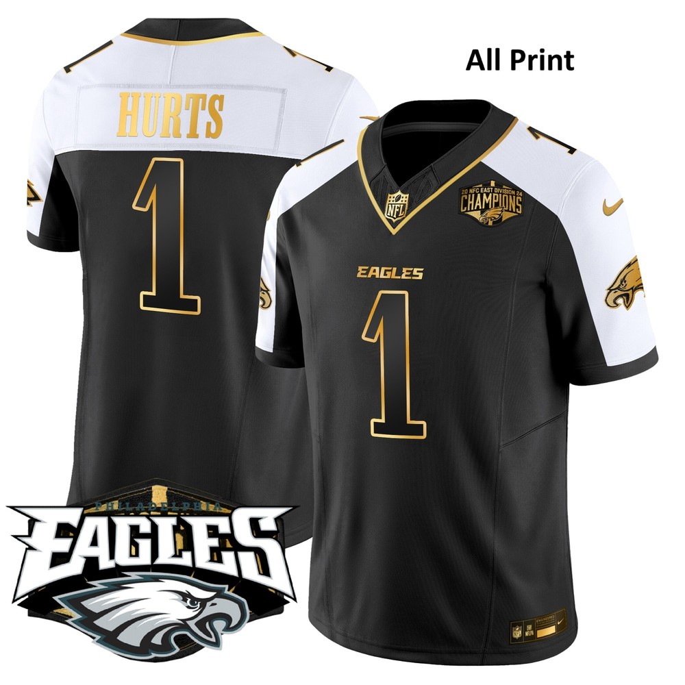 Eagles 2024xNFCxEastxDivision #1 JalenHurts Football Jersey-All Print