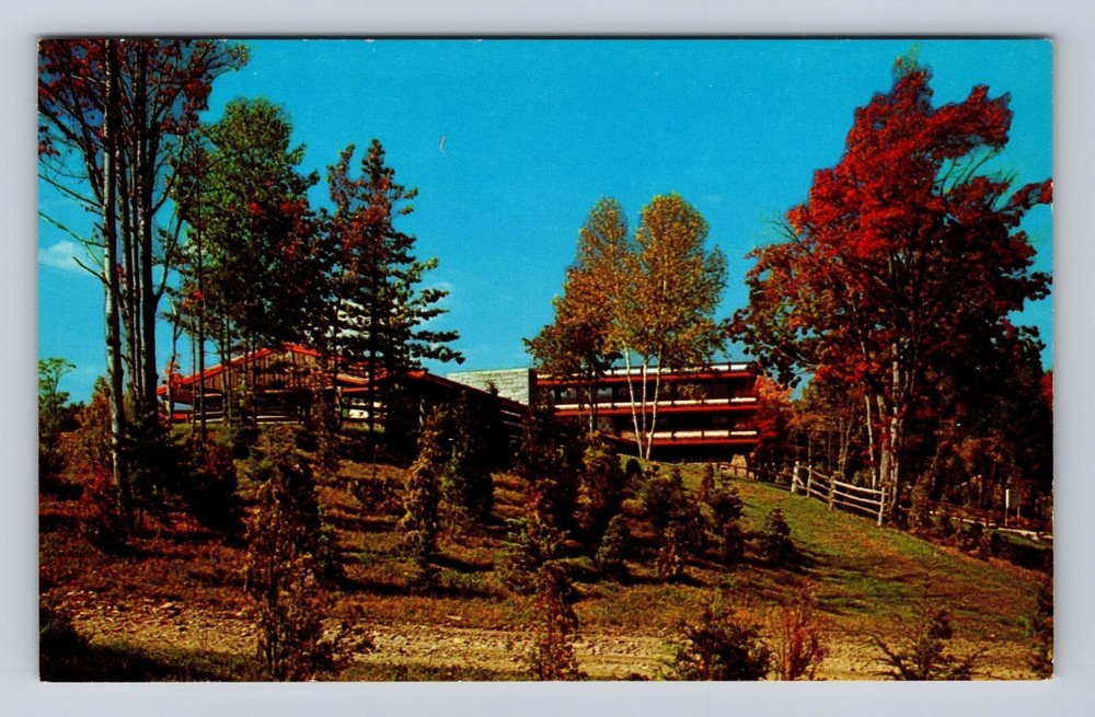 Mt Snow VT-Vermont, South Side of Main Mt Lodge, Antique Vintage Postcard