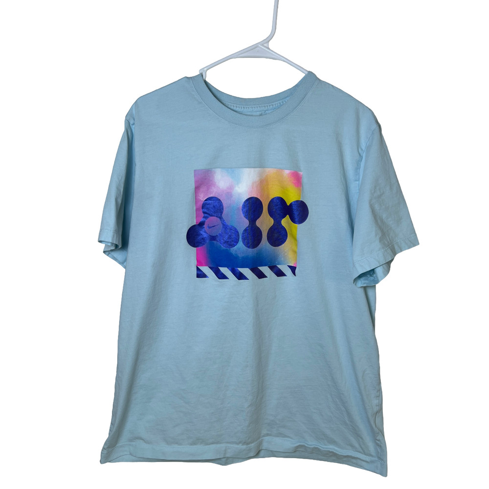 Nike Graphic Tee Light Blue Abstract Streetwear XL-image