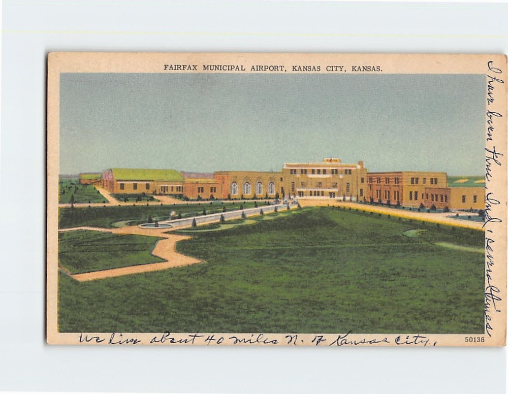 Postcard Fairfax Municipal Airport Kansas City Kansas USA