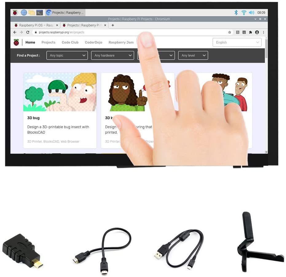 7 Inch HDMI LCD 1024X600 Resolution Capacitive Touch Screen IPS Display