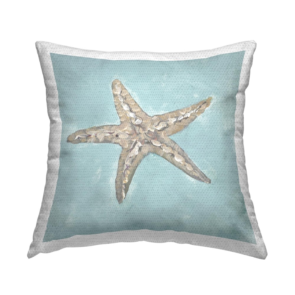 Abstract Starfish Blue Outdoor Printed Throw Pillow 18 x 18-image