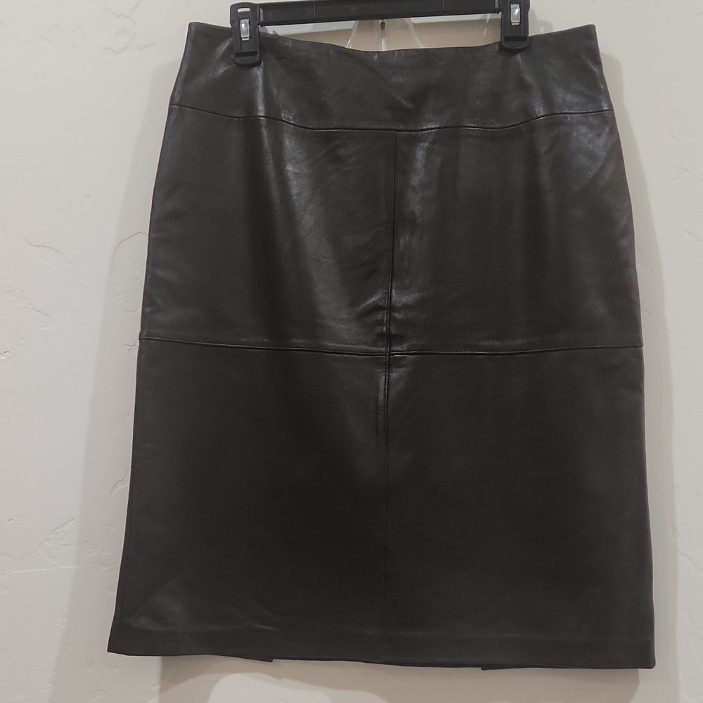 Jaclyn Smith Leather Pencil Skirt Black Zip Knee Length Solid Size L