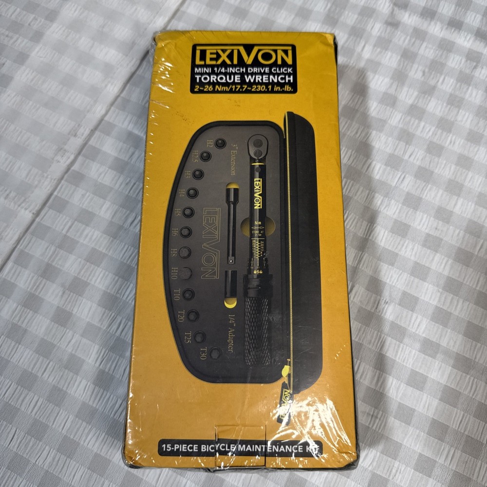 Bike Torque Wrench 1/4-Inch Dr. 15-Piece Kit, 72-Tooth Gear, Dual-Direction, New