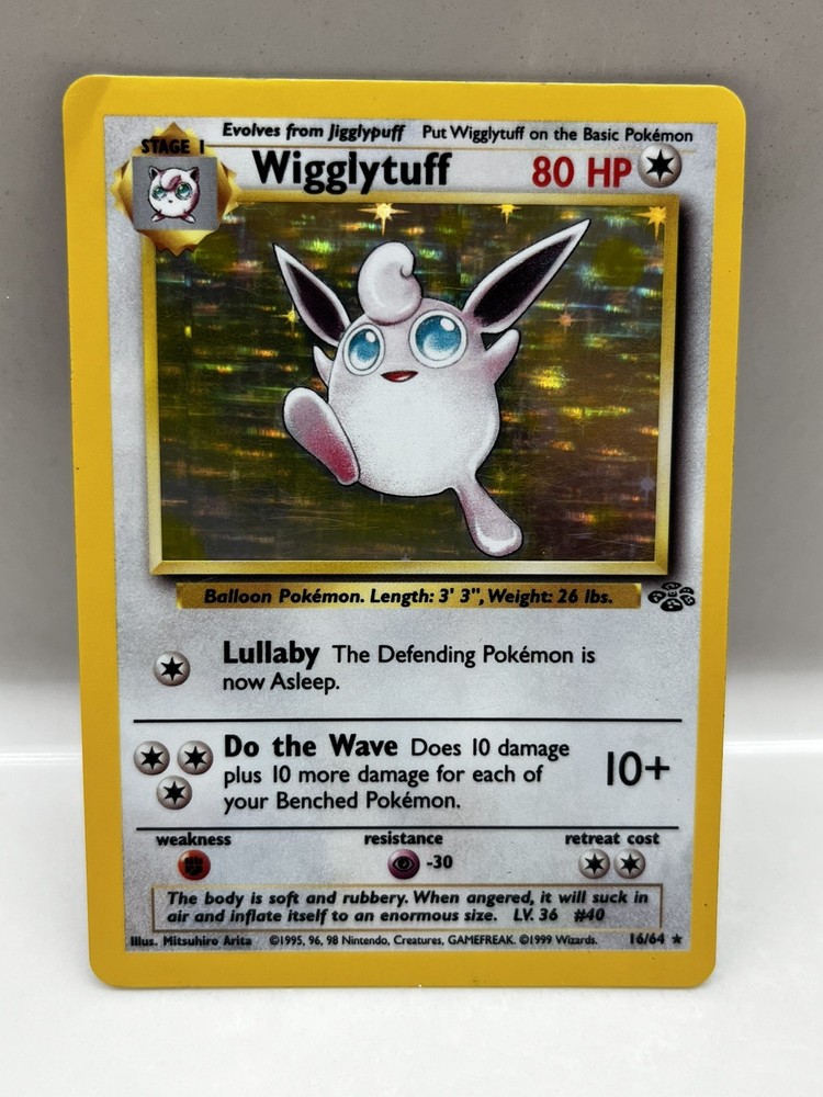Pokémon TCG Wigglytuff 16/64 Jungle Holo Rare Card Unlimited 1999 WOTC Vintage