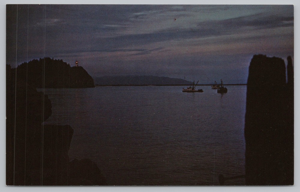 Lighthouse~Fish Boats @ Anchor Fort Canby Park~Vintage Postcard