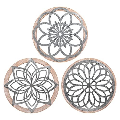 3 Pieces Thicken Farmhouse Wall Decor Rustic Wood Round Wall Art 11.8×11.8inch