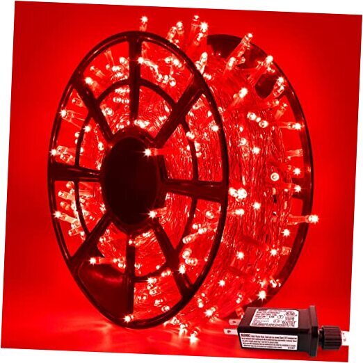 500 LED Christmas Lights Indoor/Outdoor 163FT Clear Wire String in Red