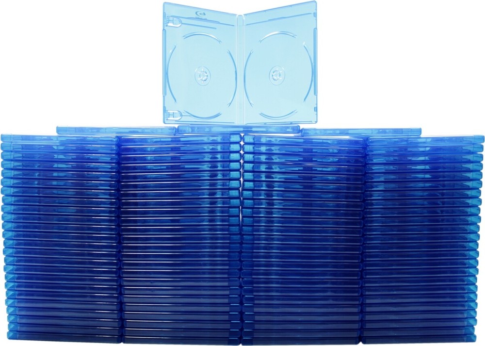 (100) Double Blu-Ray Standard Empty Replacement Boxes Cases 2 Disc 12mm BR2R12BL