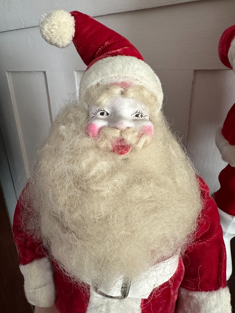 Vtg Harold Gale Santa Claus Red Velvet Suit White Face Mohair eyebrow mustache C