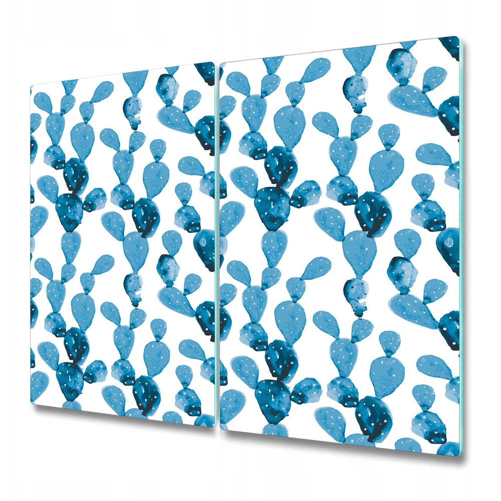 Glass Chopping Cutting Board Utensil Blue Opuntia Cactus Cacti Floral 2x30x52