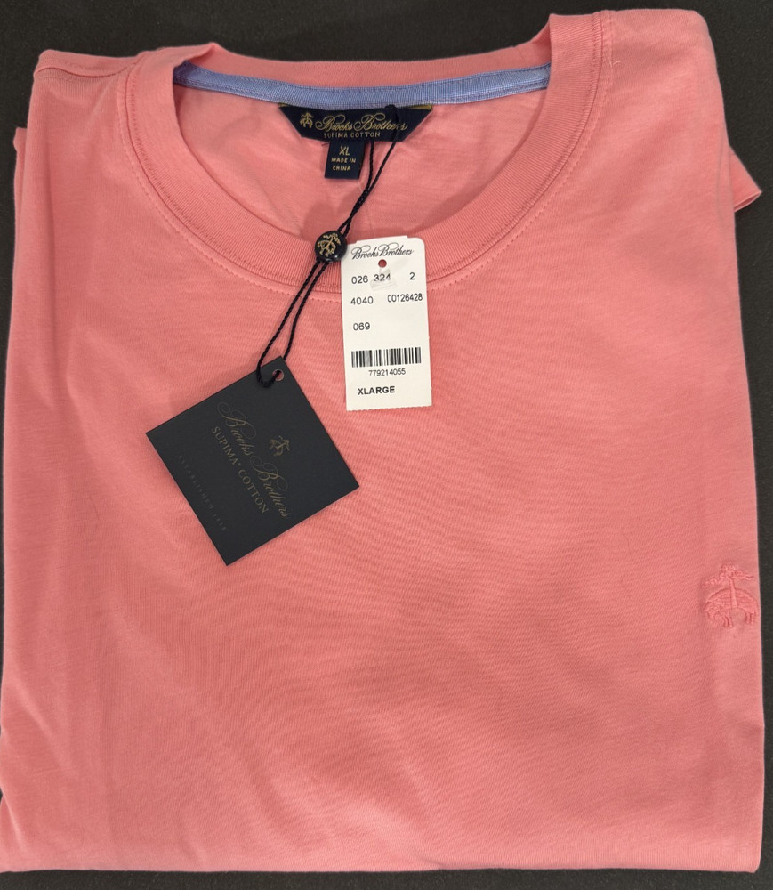 Brooks Brothers Mens XL Supima Cotton T-Shirt Salmon Crew Neck NWT Orig$49