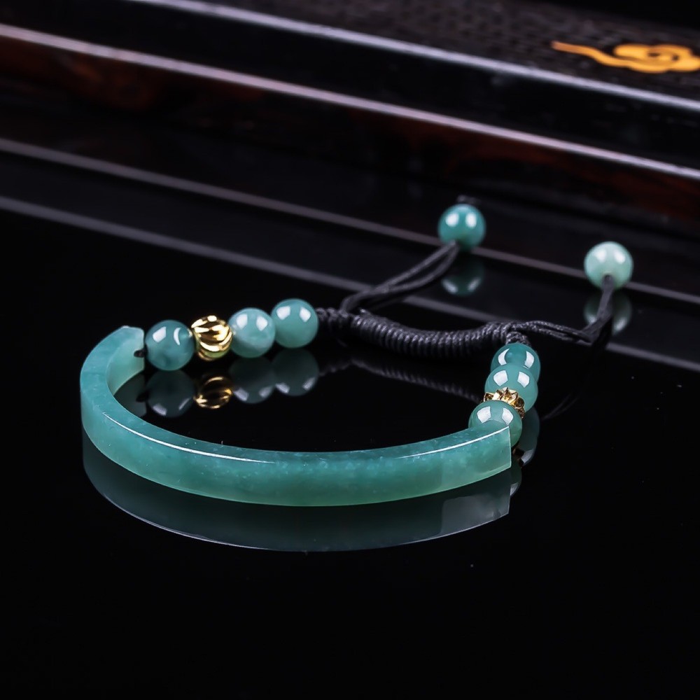 Certified Myanmar Jadeite Bracelet Vintage Natural Burmese Jade Bangle Designer