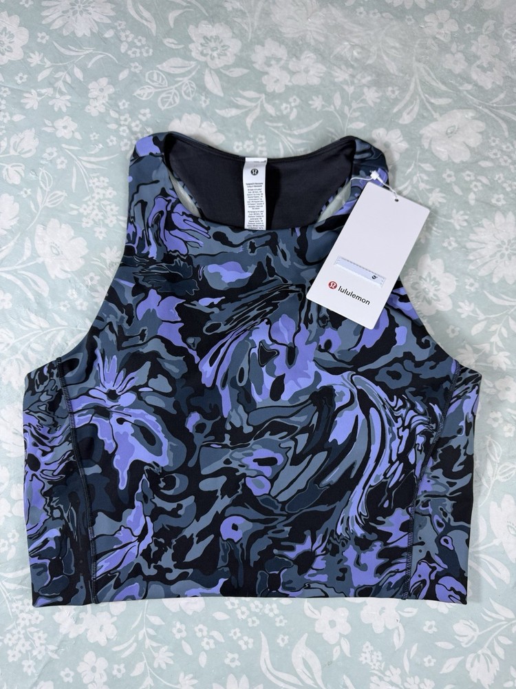 NWT Lululemon Swift Speed Cropped Tank B/C Cup Size 10 LW1FMFS Floral All Over