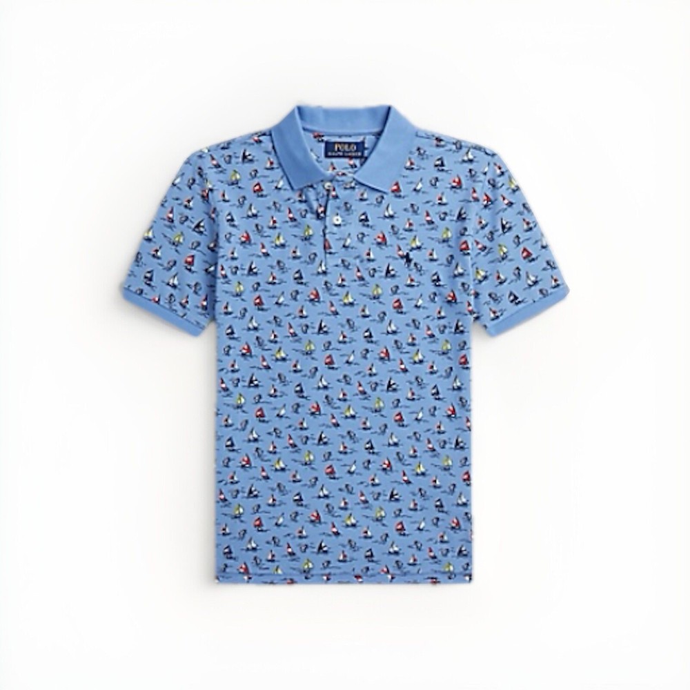 Polo Ralph Lauren Sailboat-Print Cotton Mesh Polo Shirt Big Boy’s Size XL(18-20)