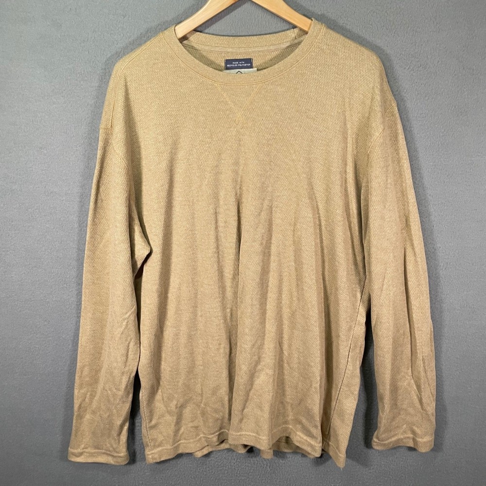 St Johns Bay Mens XXL Thermal Shirt Tan Waffle Knit Long Sleeve