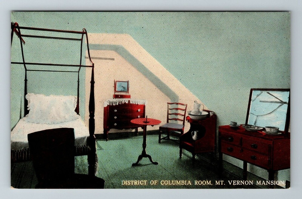 Mt Vernon VA-Virginia, District Columbia Room, Mansion, Vintage Postcard