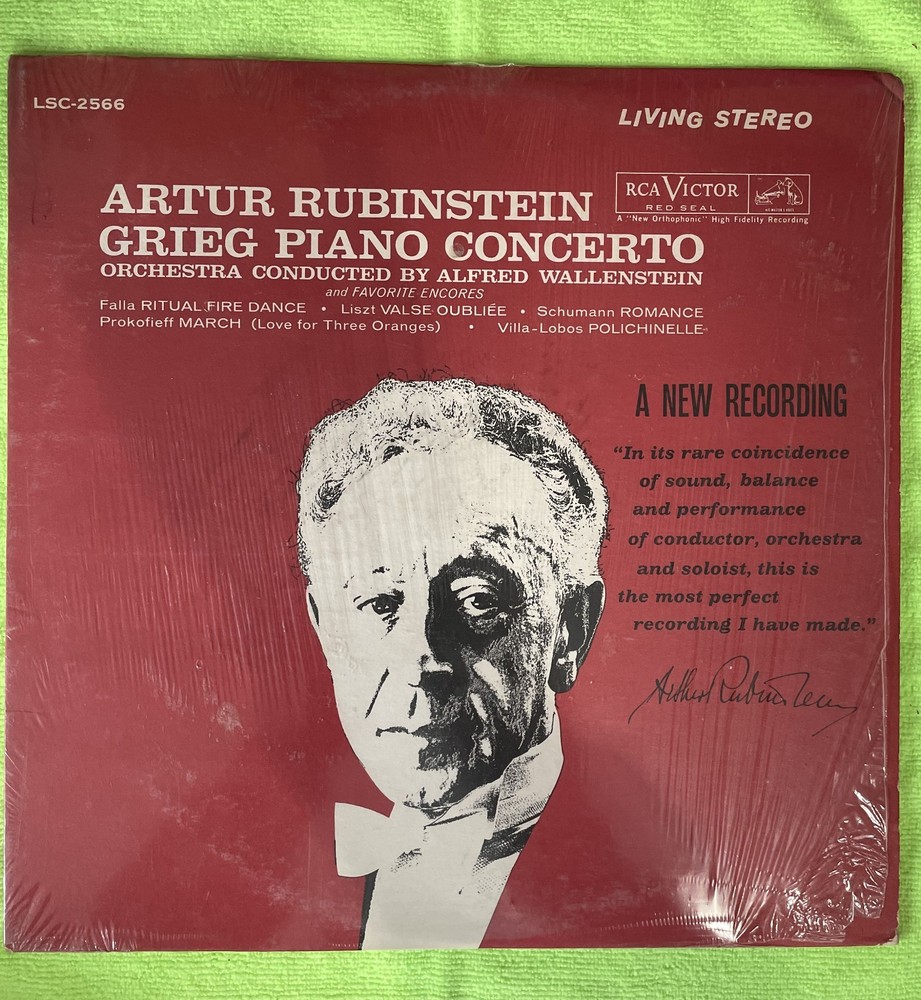 Artur Rubinstein - Grieg Piano Concerto RCA Victor Red Seal LP LSC-2566  VG / VG