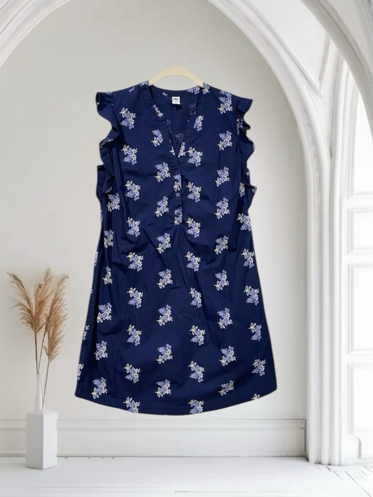 Old Navy Sleeveless Ruffle Floral Shirt Dress Women’s Size Medium Casual Chic